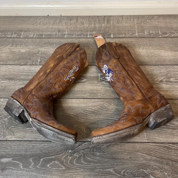 NEW Gameday Boots Navy Distressed Brown Cowboy Boots Men's Size 8.5 NWT - Picture 5 of 12